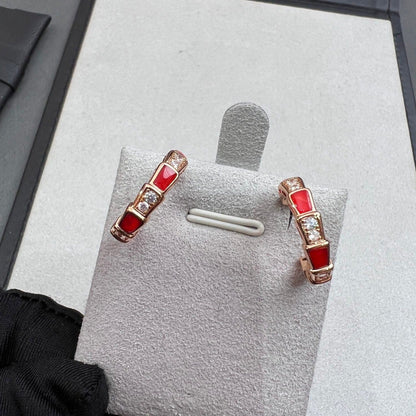 [ROYAL]SERPENTI CARNELIAN PINK GOLD EARRINGS