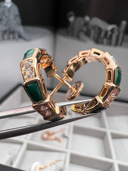 [ROYAL]SERPENTI MALACHITE PINK GOLD EARRINGS