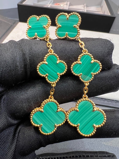 [Royal]CLOVER MALACHITE 3 MOTIFS GOLD