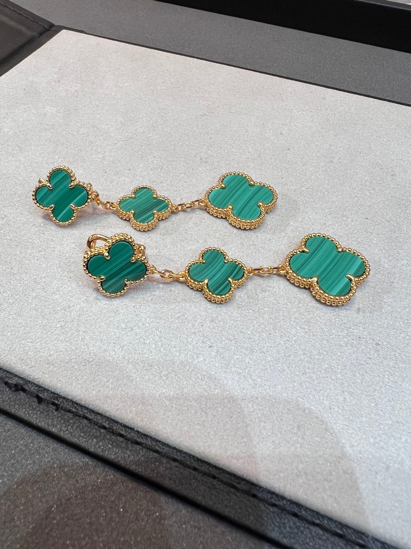 [Royal]CLOVER MALACHITE 3 MOTIFS GOLD