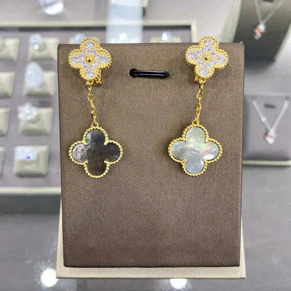 [ROYAL]CLOVER  2 MOTIFS  DIAMOND  EARRINGS (MULTIPLE CHOICESç´