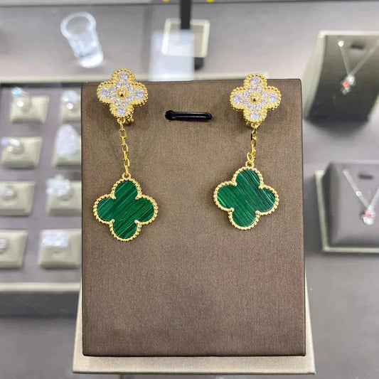 [ROYAL]CLOVER  2 MOTIFS  DIAMOND  EARRINGS (MULTIPLE CHOICESç´