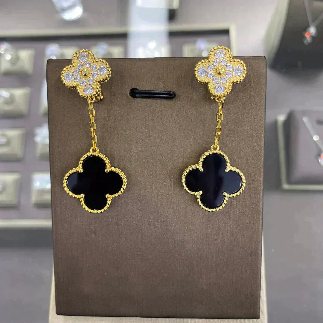 [ROYAL]CLOVER  2 MOTIFS  DIAMOND  EARRINGS (MULTIPLE CHOICESç´