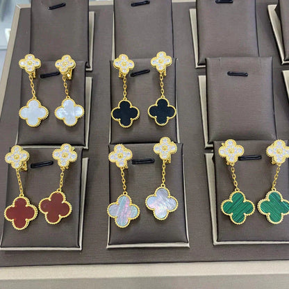 [ROYAL]CLOVER  2 MOTIFS  DIAMOND  EARRINGS (MULTIPLE CHOICESç´