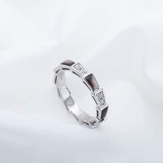 [LUXE]SERPENTI RING SILBER DIAMANT SCHWARZ MOP 3MM