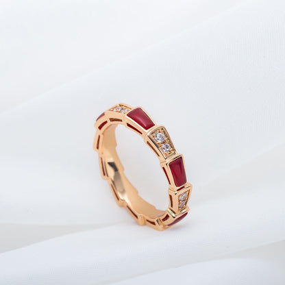 [LUXE]SERPENTI RING ROTGOLD KARNEOL DIAMANT 3MM