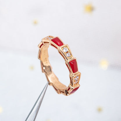 [LUXE]SERPENTI RING ROTGOLD KARNEOL DIAMANT 3MM