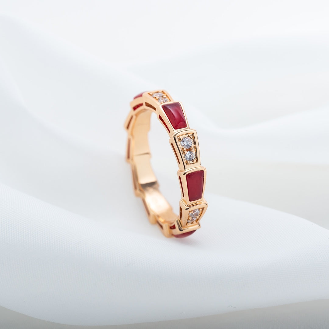 [ROYAL]SERPENTI RING PINK GOLD CARNELIAN DIAMOND 3MM