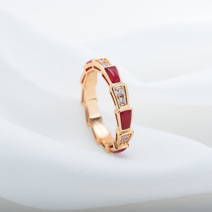 [ROYAL]SERPENTI RING PINK GOLD CARNELIAN DIAMOND 3MM