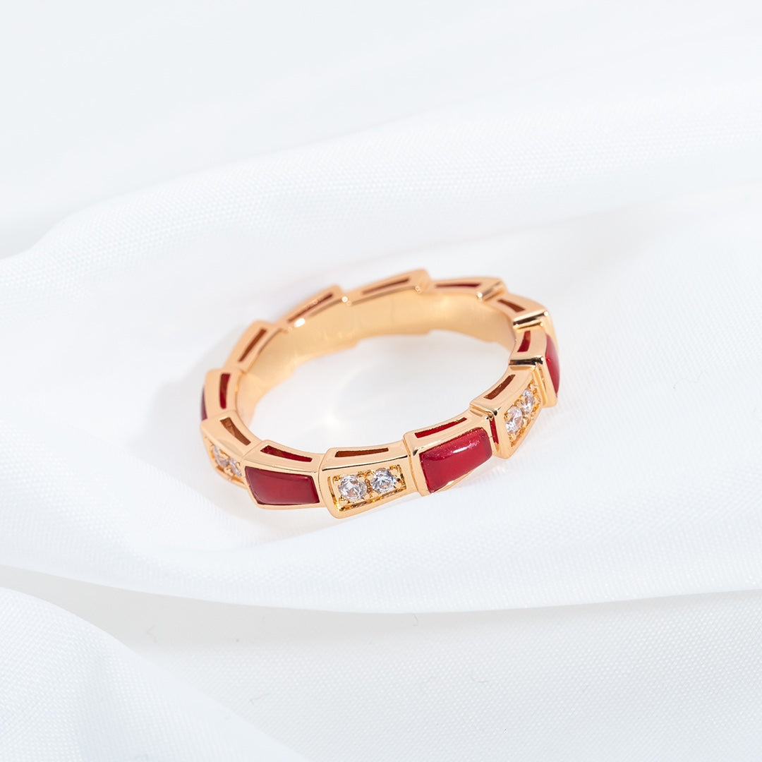 [ROYAL]SERPENTI RING PINK GOLD CARNELIAN DIAMOND 3MM