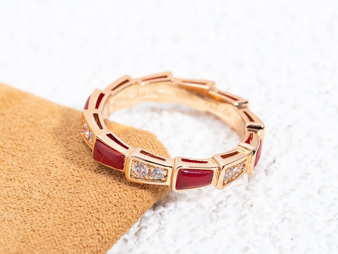 [ROYAL]SERPENTI RING PINK GOLD CARNELIAN DIAMOND 3MM