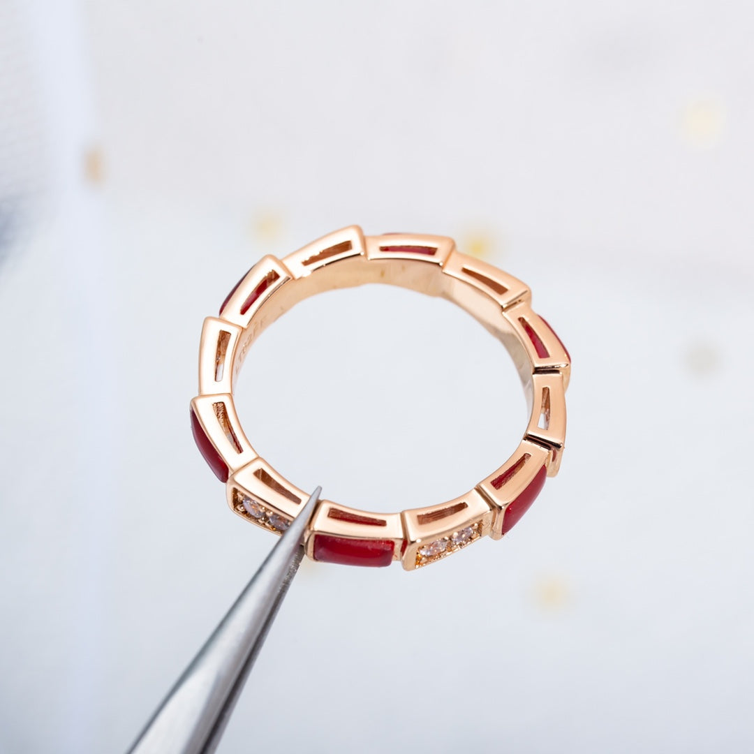 [LUXE]SERPENTI RING ROTGOLD KARNEOL DIAMANT 3MM