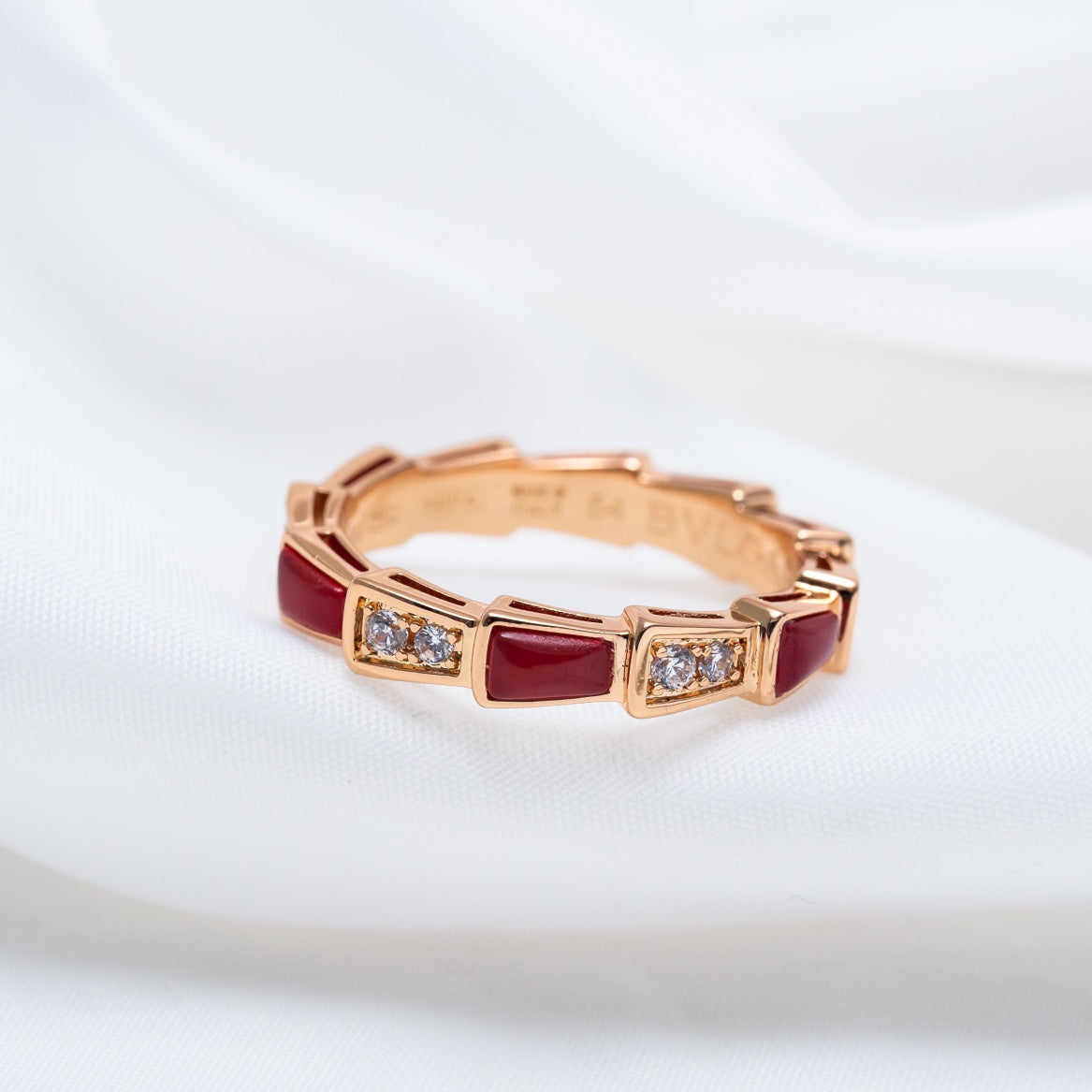 [ROYAL]SERPENTI RING PINK GOLD CARNELIAN DIAMOND 3MM