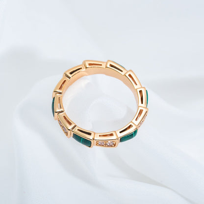 [ROYAL]SERPENTI RING PINK GOLD MALACHITE DIAMOND 3MM