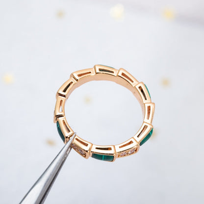 [ROYAL]SERPENTI RING PINK GOLD MALACHITE DIAMOND 3MM