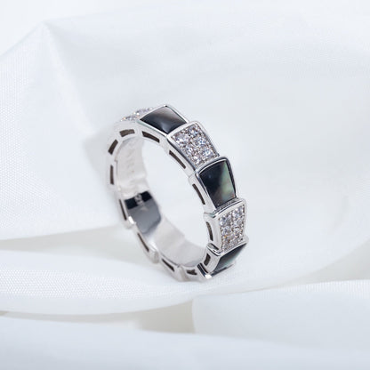 [LUXE]SERPENTI RING SILBER DIAMANT SCHWARZ MOP 4MM