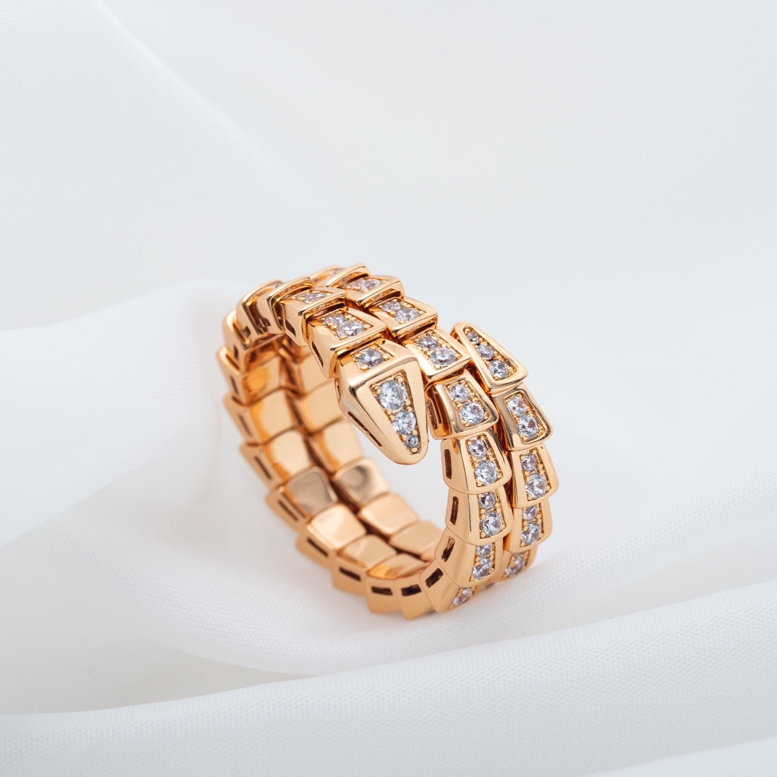 [ROYAL]SERPENTI RING PINK GOLD DIAMOND DOUBLE ROW