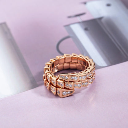 [LUXE]SERPENTI RING ROTGOLD DIAMANT DOPPELREIHIG