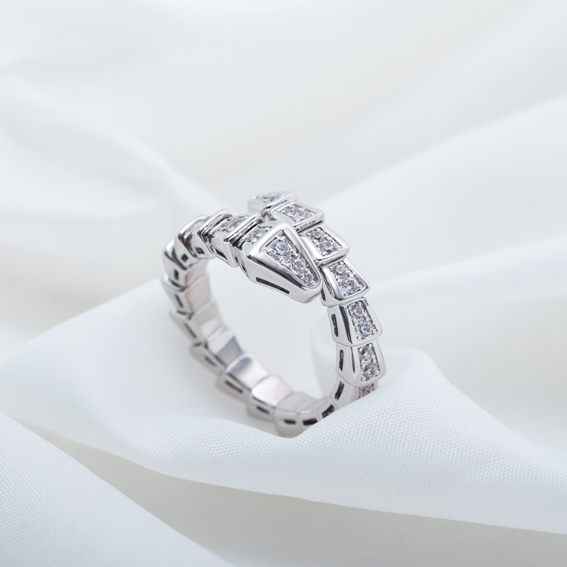 [ROYAL]SERPENTI RING SILVER DIAMOND PAVED 4MM