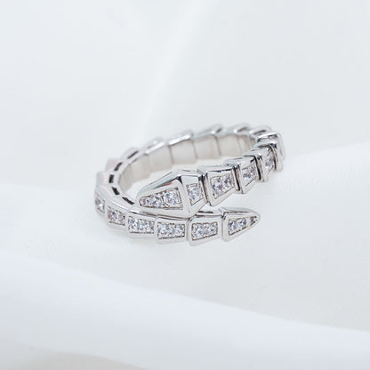 [ROYAL]SERPENTI RING SILVER DIAMOND PAVED 4MM