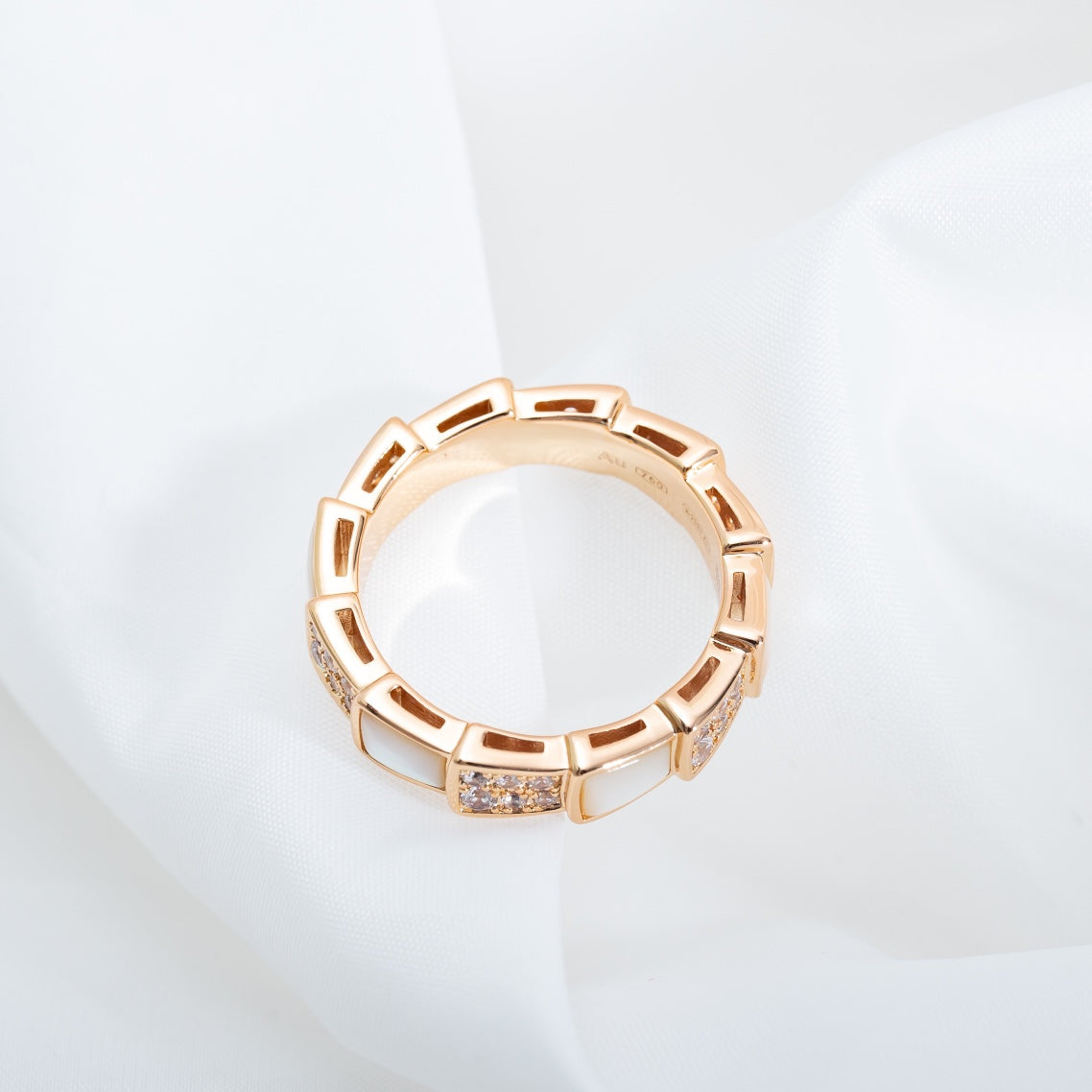 [ROYAL]SERPENTI RING PINK GOLD MOP DIAMOND PAVED 4MM