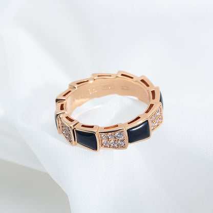 [LUXE]SERPENTI RING ROTGOLD SCHWARZER MOP DIAMANT GEPAVIERT 4MM