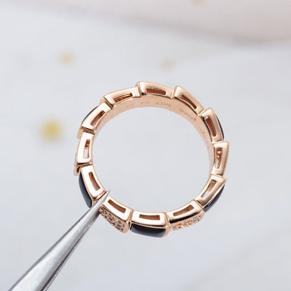 [LUXE]SERPENTI RING ROTGOLD SCHWARZER MOP DIAMANT GEPAVIERT 4MM