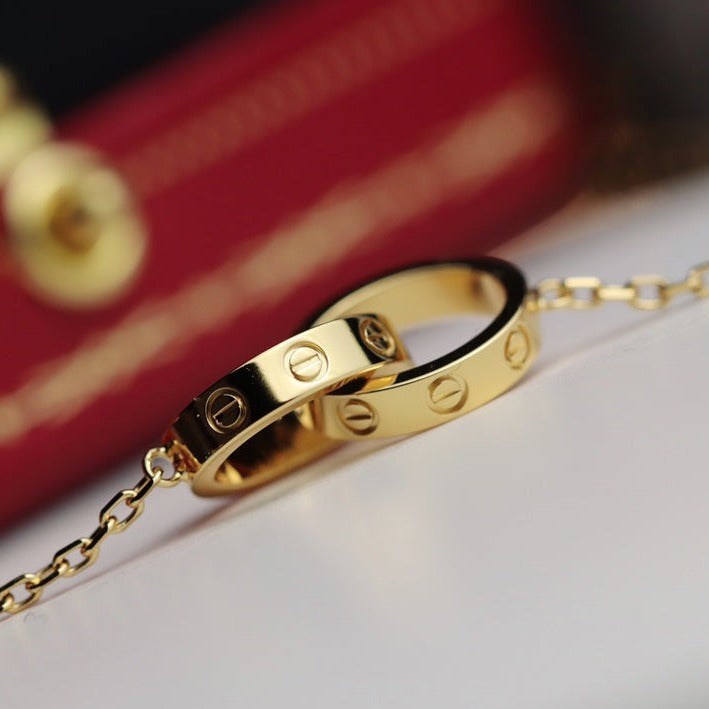 [ROYAL]LOVE NECKLACE DOUBLE RING GOLD