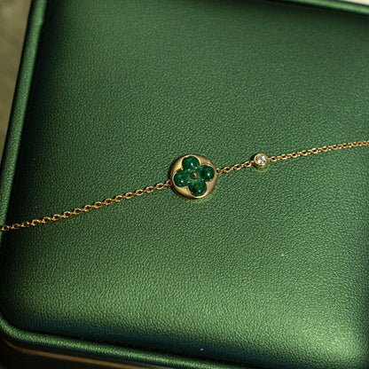 [LUXE]SUN MALACHITE 1 DIAMANT ROTGOLD ARMBAND