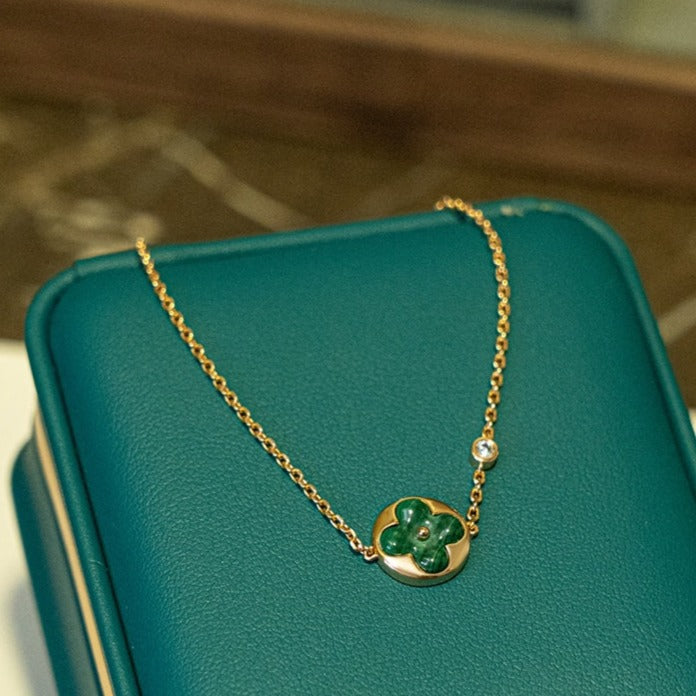 [LUXE]SUN MALACHITE 1 DIAMANT ROTGOLD ARMBAND