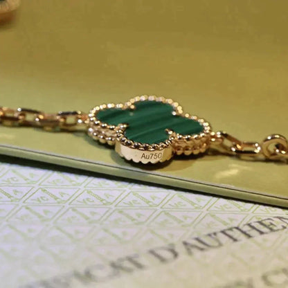 [ROYAL]CLOVER 5 MOTIFS MALACHITE BRACELET