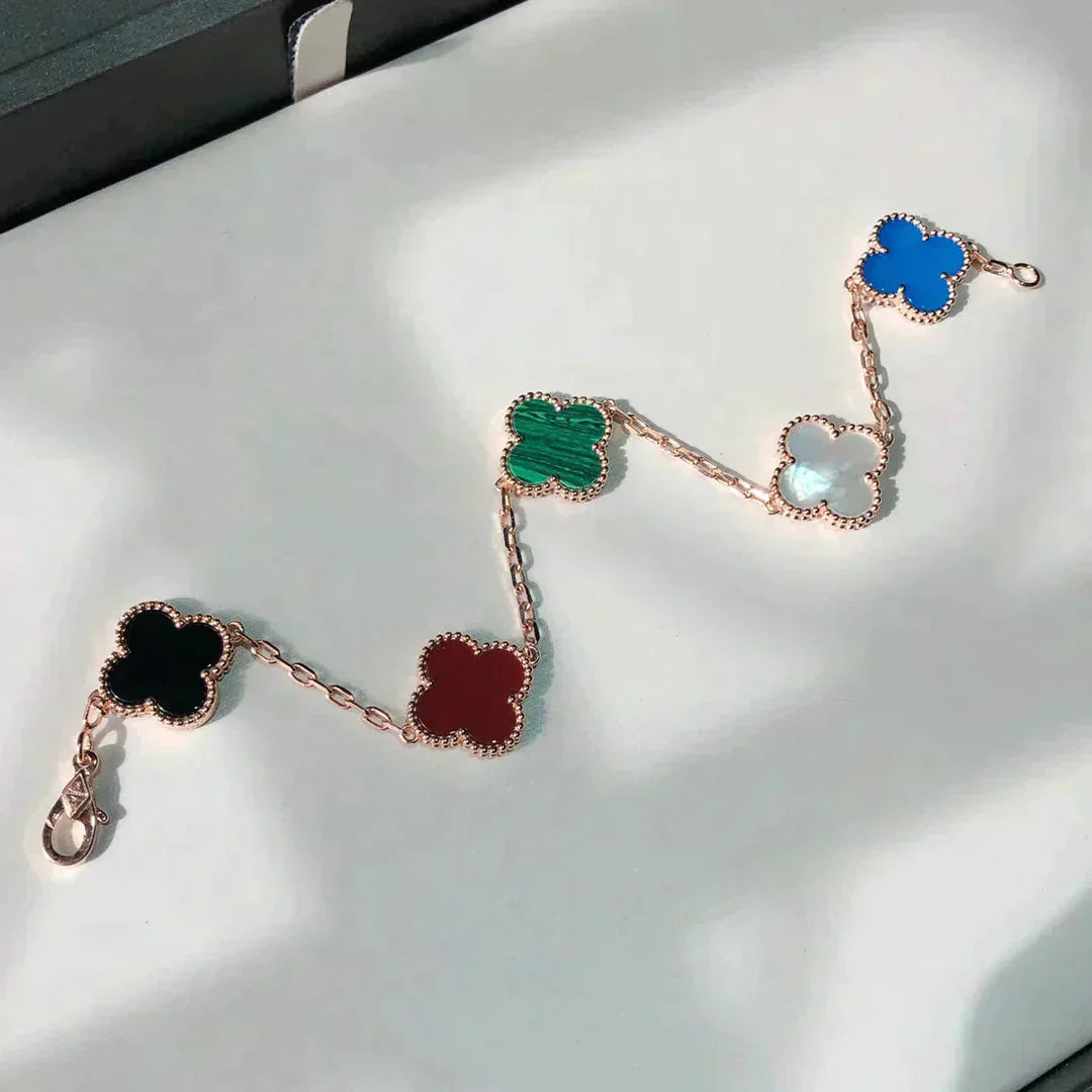 [ROYAL]CLOVER 5 MOTIFS MULTICOLOR  BRACELET