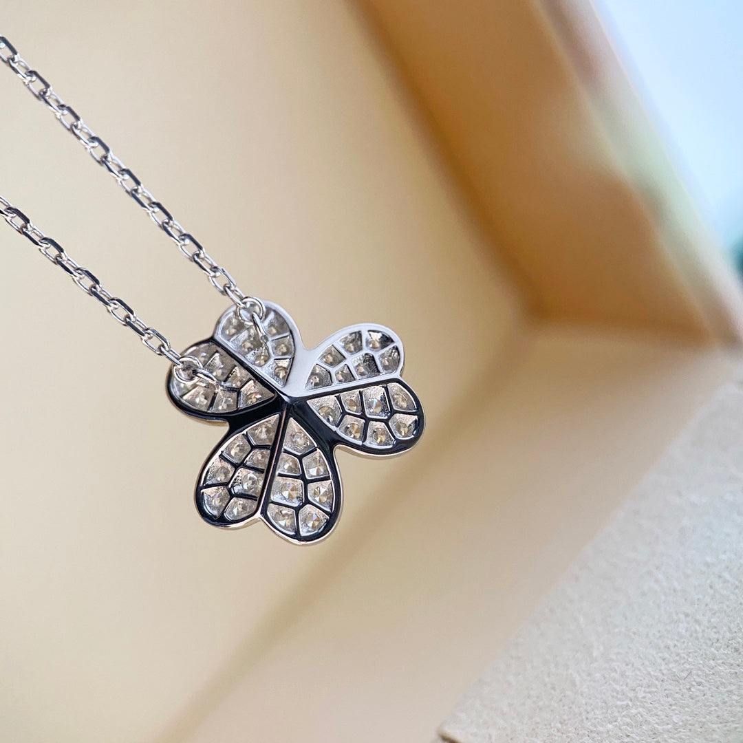 [ROYAL]CLOVER DIAMOND NECKLACE SILVER