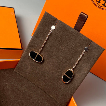 [ROYAL]CHAINE VERSO BLACK CERAMIC EARRINGS