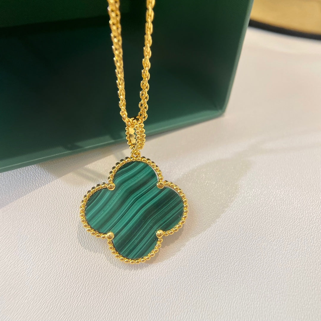 [ROYAL]CLOVER 25MM MALACHITE GOLD NECKLACE