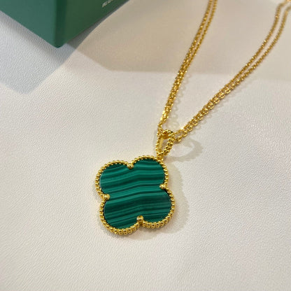 [ROYAL]CLOVER 25MM MALACHITE GOLD NECKLACE