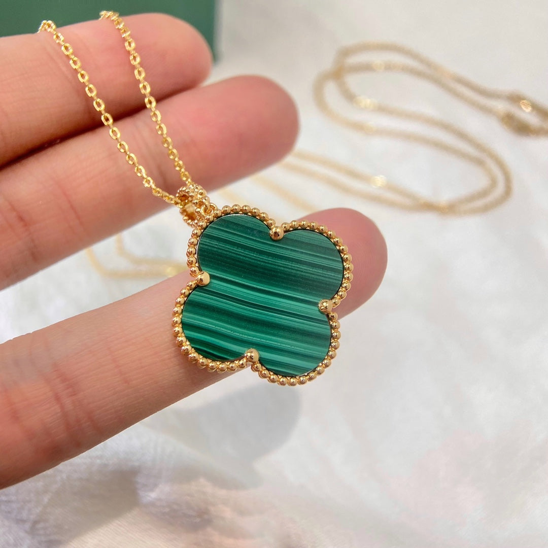 [ROYAL]CLOVER 25MM MALACHITE GOLD NECKLACE