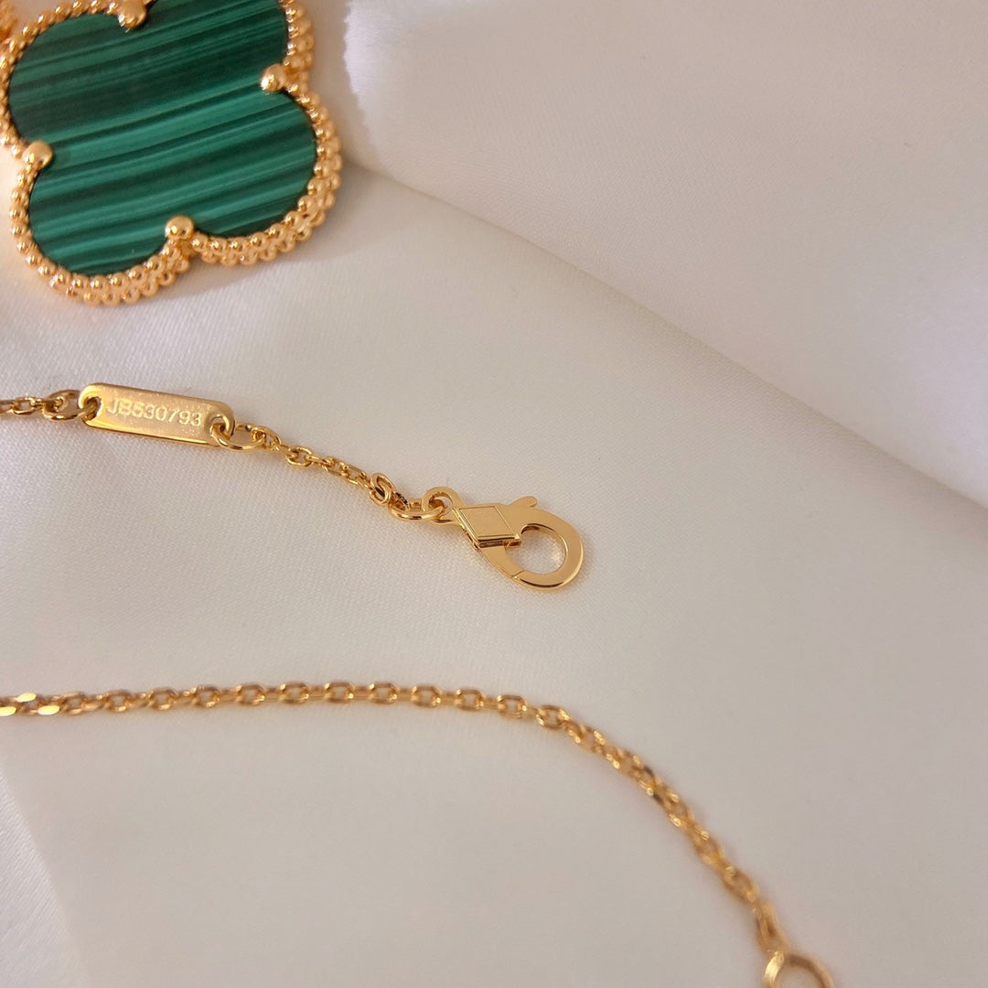 [ROYAL]CLOVER 25MM MALACHITE GOLD NECKLACE