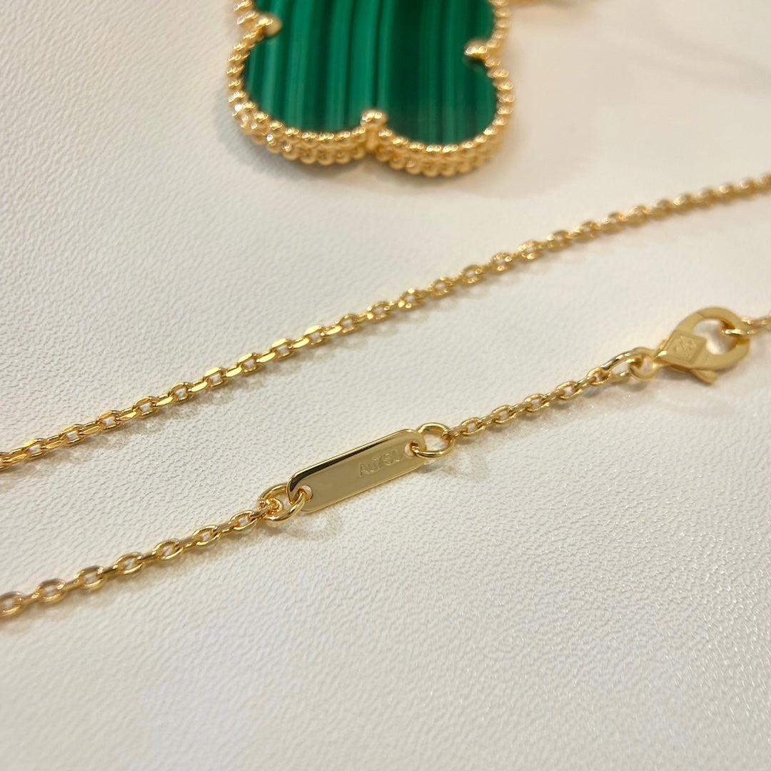 [ROYAL]CLOVER 25MM MALACHITE GOLD NECKLACE