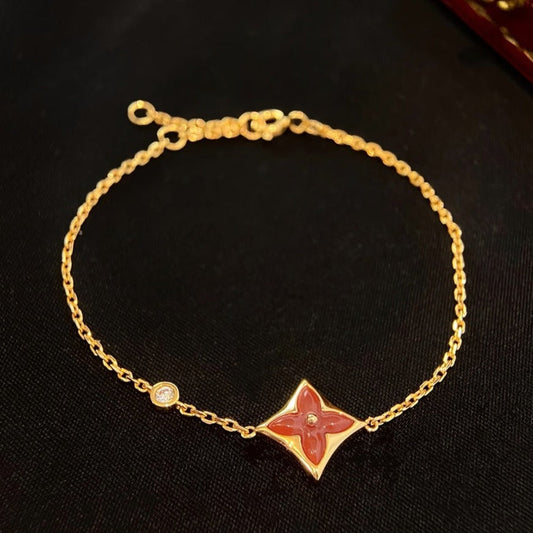 [LUXE]COLOR STAR KARNEOL ROTGOLD DIAMANT ARMBAND