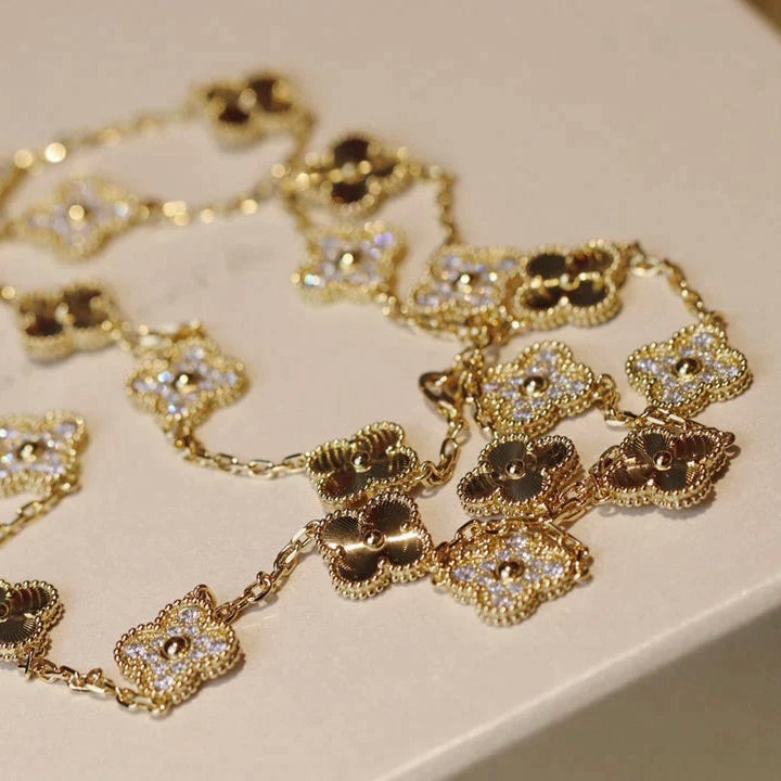 [ROYAL]CLOVER 20 MOTIFS LASER DIAMOND NECKLACE