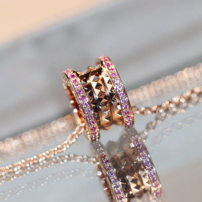 [ROYAL]ZERO 1 ROCK PINK GOLD PINK DIAMOND NECKLACE