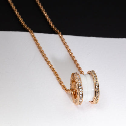 [ROYAL]ZERO 1 WHITE CERAMIC PINK GOLD DIAMOND NECKLACE