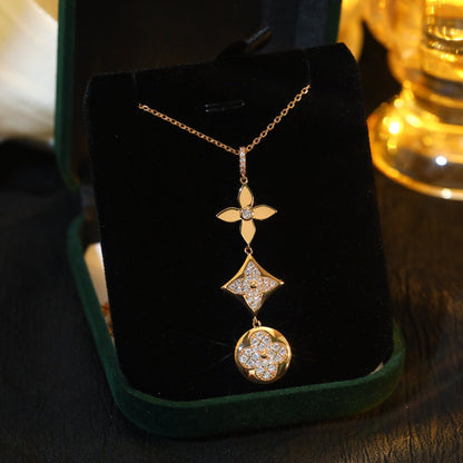 [ROYAL]STAR AND SUN DIAMOND PINK GOLD NECKLACE