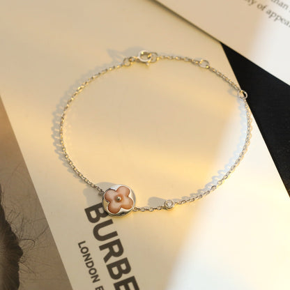 [LUXE]SILBERARMBAND MIT SONNENMOTIV UND ROSA MOP