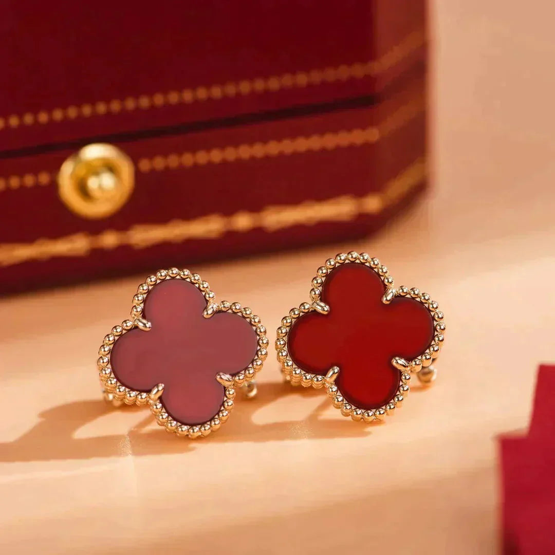 [ROYAL]CLOVER MEDIUM 1 MOTIFS CARNELIAN  EARRINGS