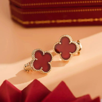 [ROYAL]CLOVER MEDIUM 1 MOTIFS CARNELIAN  EARRINGS