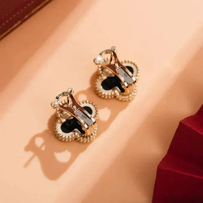 [ROYAL]CLOVER MEDIUM 1 MOTIFS  ONYX STUD EARRINGS