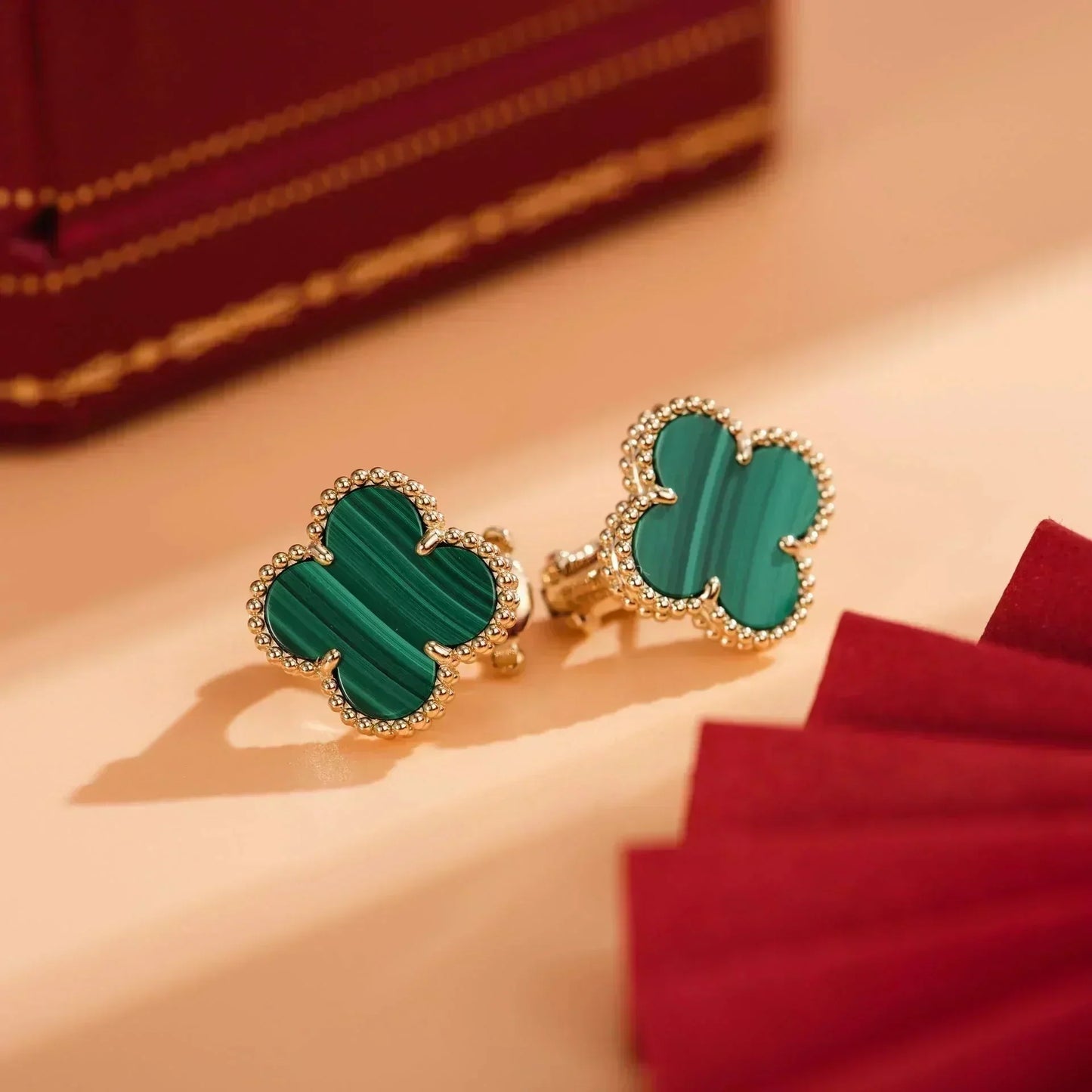 [ROYAL]CLOVER MEDIUM 1 MOTIFS MALACHITE  EARRINGS