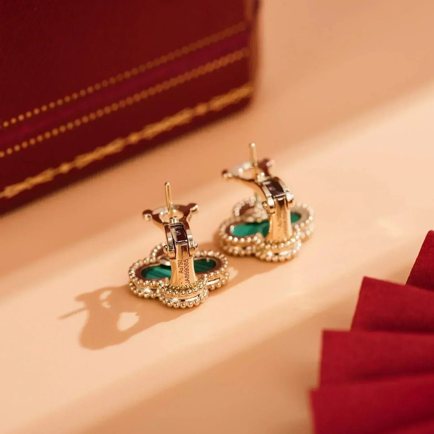 [ROYAL]CLOVER MEDIUM 1 MOTIFS MALACHITE  EARRINGS